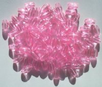 100 9x6mm Acrylic Transparent Pink Ovals